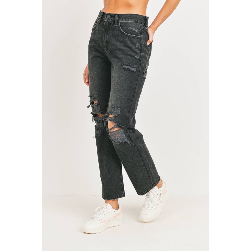 PRICE DROP Dylan Washed Black High Rise Distressed Dad Jean - Picture 8 of 11